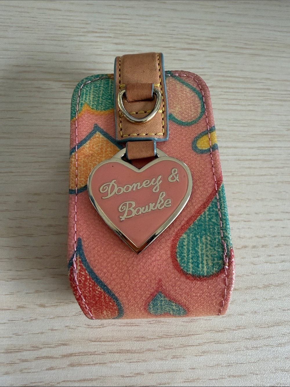 Dooney & Bourke Coral Heart Holder with Multicolor Hearts